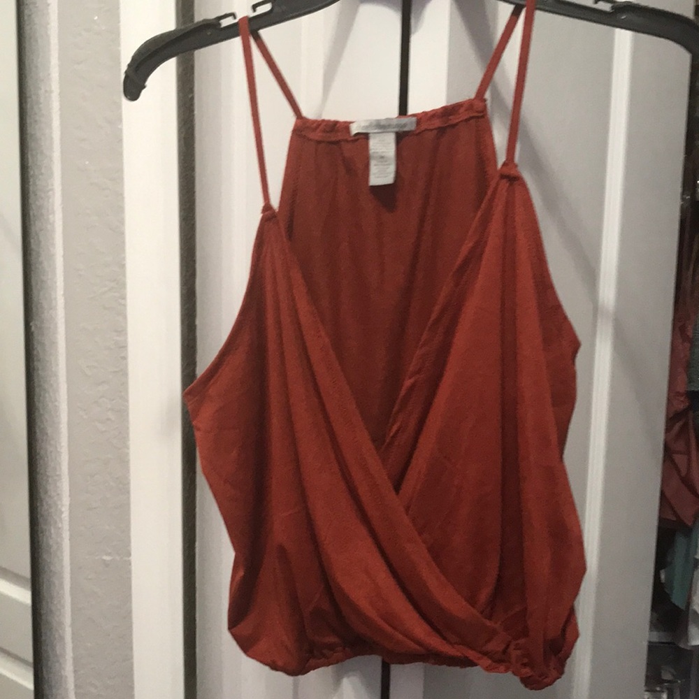 Nwot burnt orange soft suede surplice top